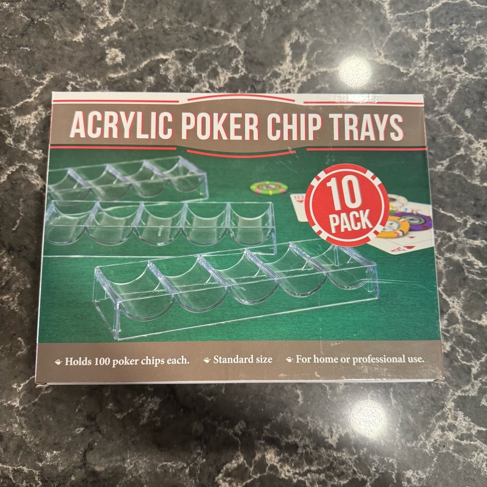 NEW 10 Pack Of Acrylic Poker Chip Trays